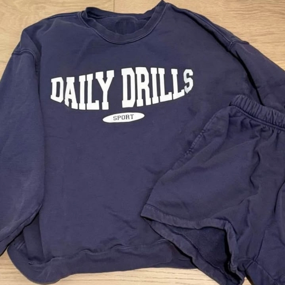 Daily Drills Sweaters - Daily Drills Sport Navy Sweatshirt and Shorts Set XS S
